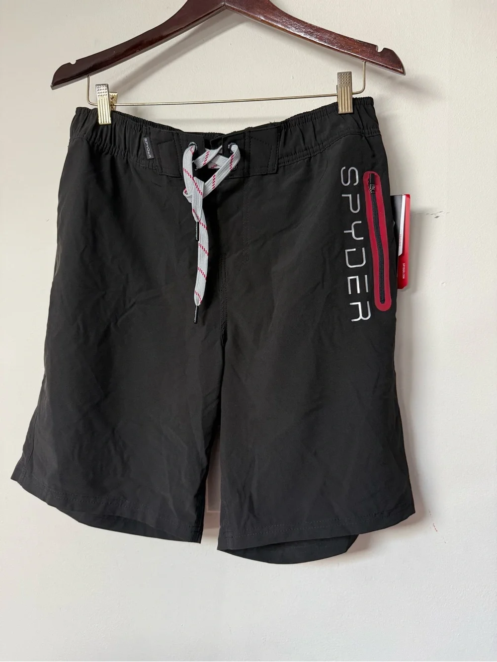 Spyder Black swim Shorts with Red Trim